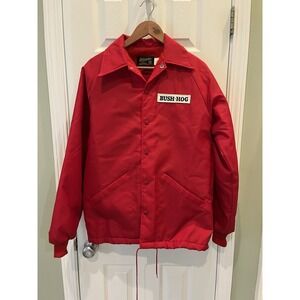 Vintage Swingster BUSH HOG Red Work Farm Jacket Hooded Sz Small Tractor Mechanic
